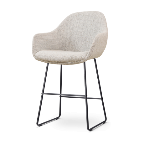 Nino-Mae barkruk beige gemêleerd - zwart onderstel - 65 cm