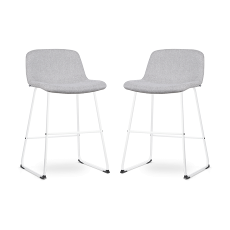 Nino-Mats barkruk lichtgrijs - wit onderstel - 65 cm - set van 2