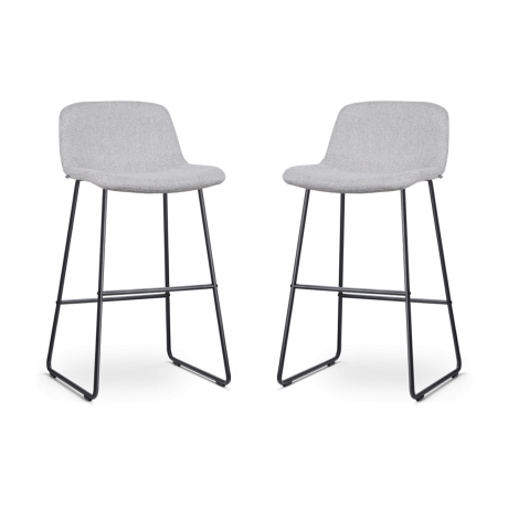 Nino-Mats barkruk lichtgrijs - zwart onderstel - 75 cm - set van 2