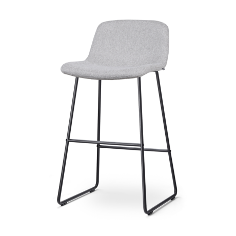 Nino-Mats barkruk lichtgrijs - zwart onderstel - 75 cm