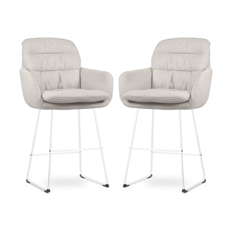 Nino-Mia barkruk beige - wit onderstel - 65 cm - set van 2