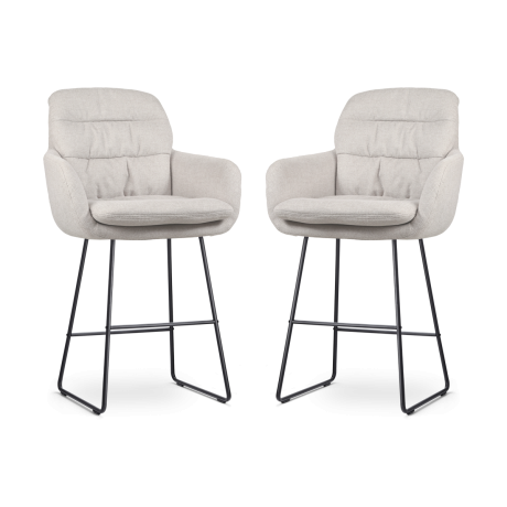 Nino-Mia barkruk beige - zwart onderstel - 65 cm - set van 2