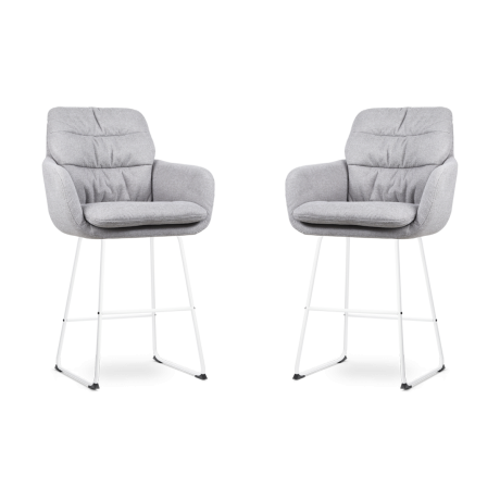 Nino-Mia barkruk grijs - wit onderstel - 65 cm - set van 2