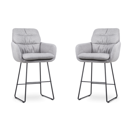 Nino-Mia barkruk grijs - zwart onderstel - 65 cm - set van 2