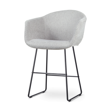 Nino-Otis barkruk lichtgrijs - zwart onderstel - 65 cm