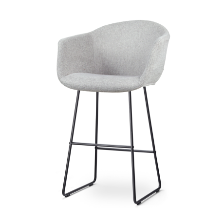 Nino-Otis barkruk lichtgrijs - zwart onderstel - 75 cm