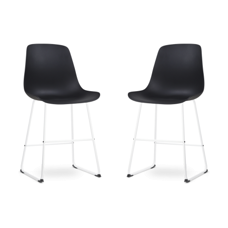 Nino-Pip barkruk zwart - wit onderstel - 65 cm - set van 2