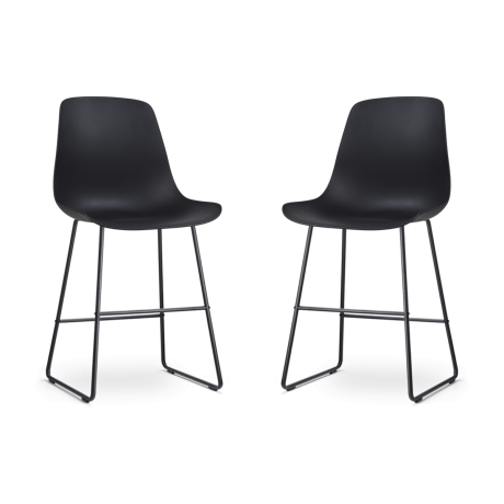 Nino-Pip barkruk zwart - zwart onderstel - 65 cm - set van 2