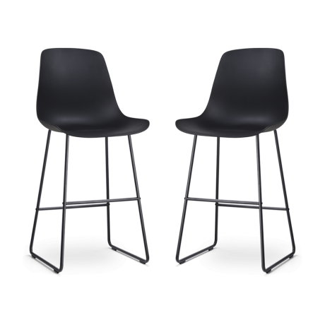 Nino-Pip barkruk zwart - zwart onderstel - 75 cm - set van 2