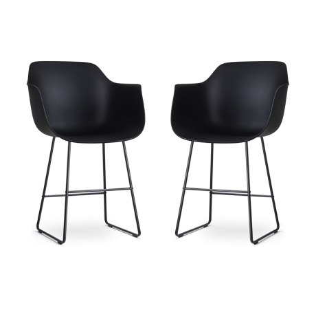 Nino-Puk barkruk zwart - zwart onderstel - 65 cm - set van 2