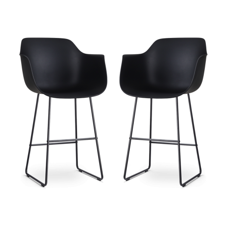 Nino-Puk barkruk zwart - zwart onderstel - 75 cm - set van 2