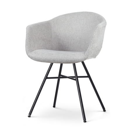 Noa-Otis eetkamerstoel lichtgrijs - zwart onderstel