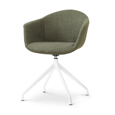 Nola-Otis draaibare eetkamerstoel forestgroen - wit onderstel