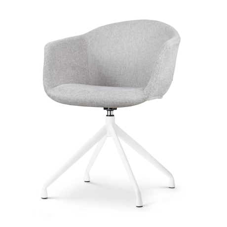 Nola-Otis draaibare eetkamerstoel lichtgrijs - wit onderstel