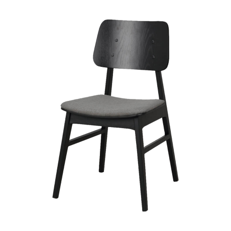 Nagano houten eetkamerstoel zwart - met grijs zitkussen