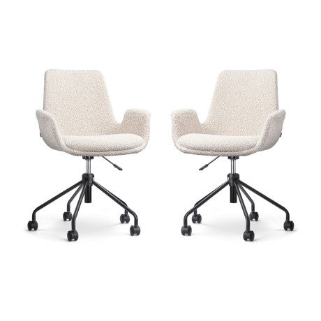 Nout-Eef bureaustoel bouclé beige - zwart onderstel - set van 2
