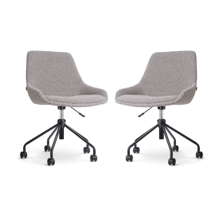 Nout-Isa bureaustoel bouclé taupe - zwart onderstel - set van 2