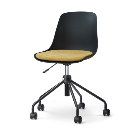 Nout-Liv eetkamerstoel zwart met warm oker zitkussen - zwart onderstel