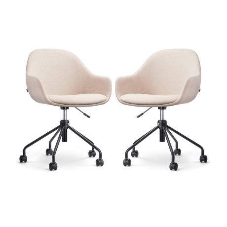 Nout-Mae bureaustoel beige - zwart onderstel - set van 2