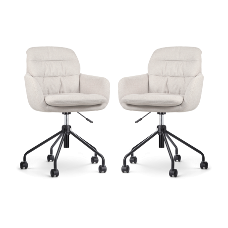 Nout-Mia bureaustoel beige - zwart onderstel - set van 2