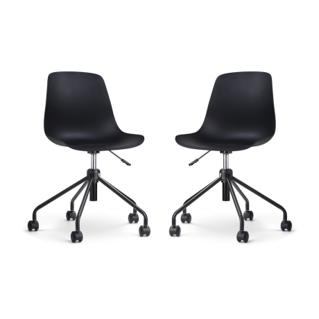 Nout-Pip bureaustoel zwart - zwart onderstel - set van 2