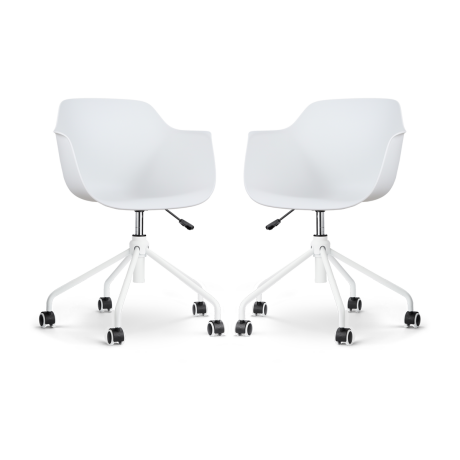 Nout-Puk bureaustoel wit - wit onderstel - set van 2