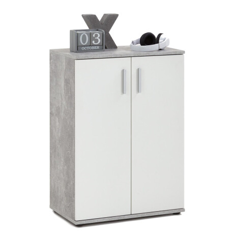 Opbergkast Albi 83 cm hoog - Grijs beton met wit