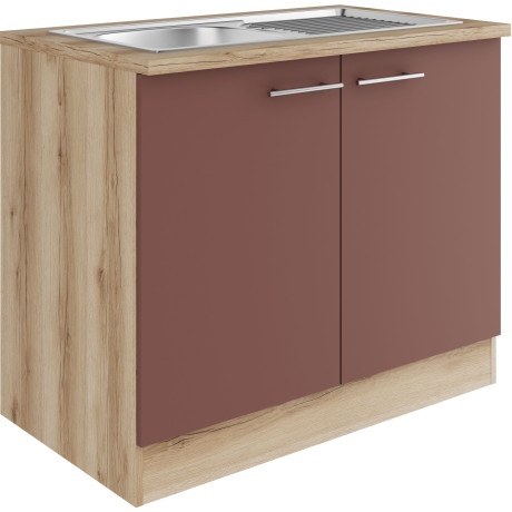 OPTIFIT Gootsteenkast Bella Breedte 100 cm, met roestvrijstalen inbouwspoelbak