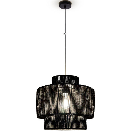 Paco Home Hanglamp Hugo Lupita Woonkamer eetkamer rattan look Boho lampenkap papier