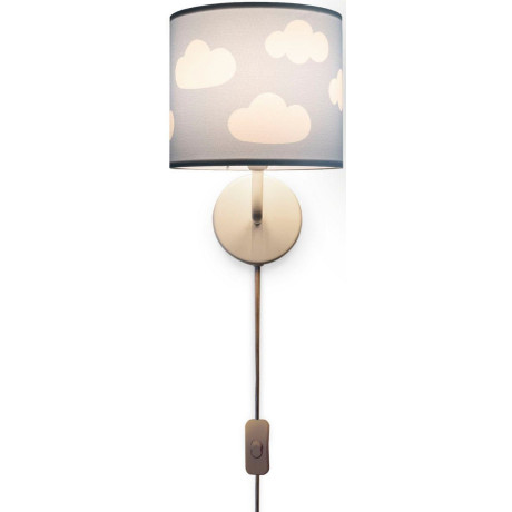 Paco Home Wandlamp Luca Cosmo Kinderkamer wandlamp kind kinderlamp wolken hemel met stekker