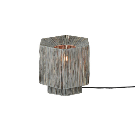GOOD&MOJO Tafellamp 'Panama' Raffia, 26cm, kleur Grijs