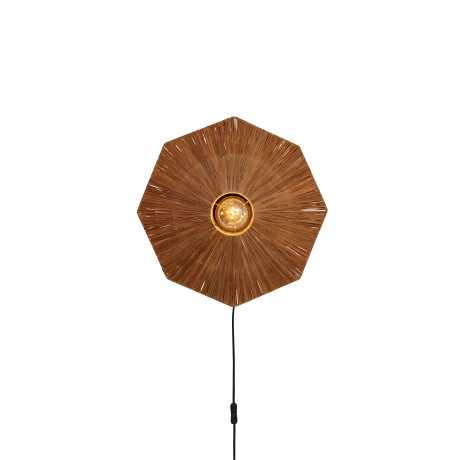 GOOD&MOJO Wandlamp 'Panama' Raffia, 45cm, kleur Bruin