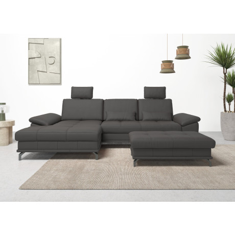 Places of Style Hoekbank Costello L-vorm, met zitdiepteverstelling, armleuningverstelling en