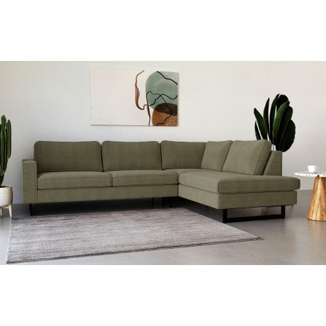 Places of Style Hoekbank Pinto, 290 cm, cord, chenille, leerlook, ottomane links/rechts