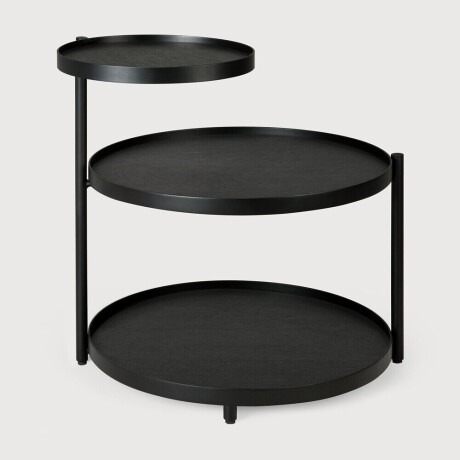 Ethnicraft Ronde Bijzettafel 'Swivel Tray' Gelakt Hout, Met 3 bladen