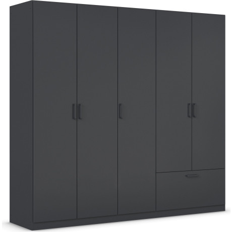 rauch Draaideurkast Kledingkast kast garderobe waskast BARI met lades aan de buitenkant, moderne greep in grijs metallic made in germany