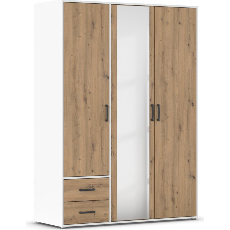 rauch Draaideurkast Voyager met moderne grepen in grijs-metallic, incl. laden en spiegel