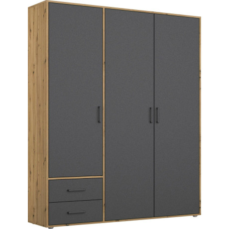 rauch Draaideurkast Kledingkast kast garderobe linnenkast VOYAGER moderne grepen in grijs metallic met buitenlades made in germany