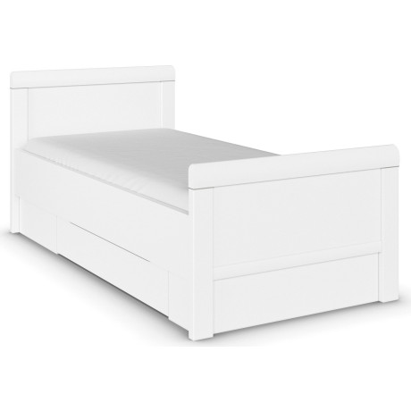 rauch Ledikant met bergruimte Bed Eenpersoons Stollenbed Bedkasten EVELYN in comfortabele hoogte met houten hoofdeinde en lades made in germany