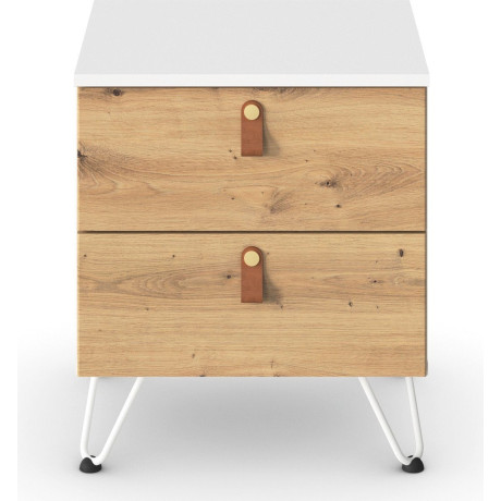 rauch Nachtkastje Homey by Aditio met greeplussen van leer, 2 laden met soft-closefunctie