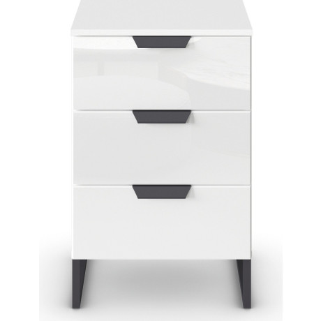 rauch Nachtkastje Modern by Aditio met glazen front en beugelpoot, 3 laden met soft-closefunctie