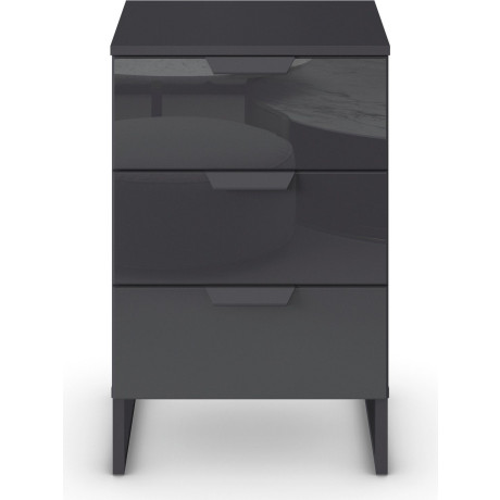 rauch Nachtkastje Modern by Aditio met glazen front en beugelpoot, 3 laden met soft-closefunctie