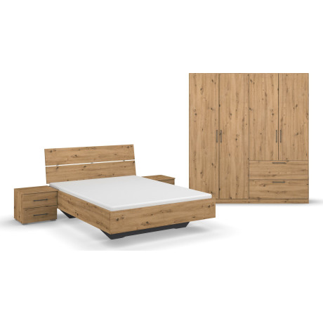 Slaapkamerserie Compleet slaapkamer Challenger (Set van 4 delen) Kast 2 breedtes, bed 3 breedtes, 2 nachttafels MADE IN GERMANY