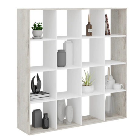 Roomdivider Mega 16 vakken zand eiken met Wit