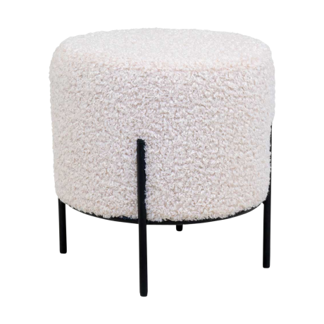 Rosemarie teddy poef gebroken wit - Ø 35,5 cm