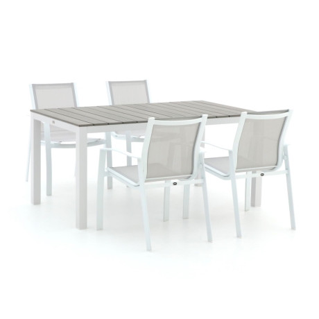 R&S Design Altea/Fidenza 160cm dining tuinset 5-delig stapelbaar - Laagste prijsgarantie!