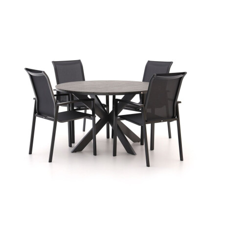 R&S Design Centallo/Fidenza ø 126cm dining tuinset 5-delig stapelbaar - Laagste prijsgarantie!