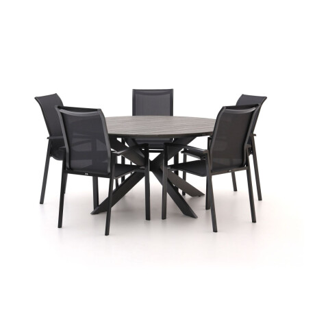 R&S design Centallo/Fidenza ø149cm dining tuinset 6-delig stapelbaar - Laagste prijsgarantie!