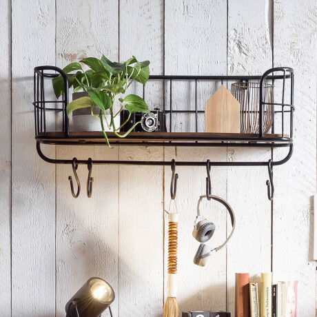 Artistiq Wandrek 'Terry' Mangohout en metaal, 30 x 75cm