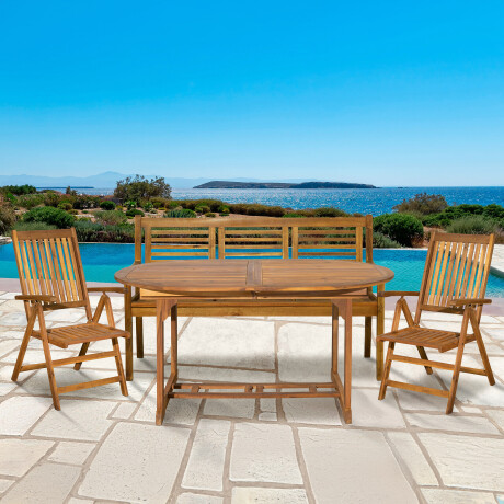 Artistiq Living Tuinset 'Larissa' 2 stoelen + 1 bank + 1 uitschuifbare tafel, Acaciahout